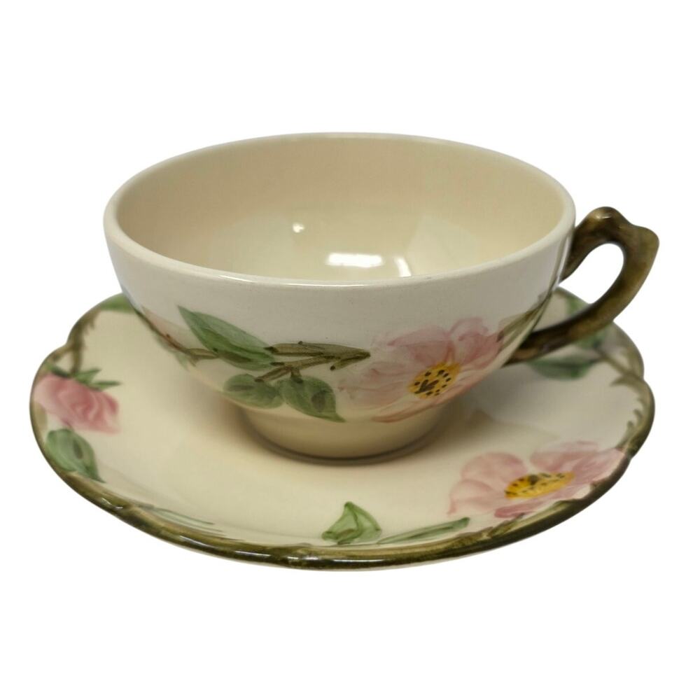 Vintage Franciscan Desert Rose Cup and Saucer USA Hand Painted Tea Cup Set